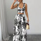 V-neck Strap Vest Loose Wide Leg Pants