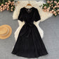 Fashionable Waist-cinching Tie-front Slimming Solid-color Minimalist Dress