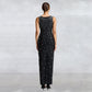 Rhinestone U-neck Sleeveless Sheath Tight Dress