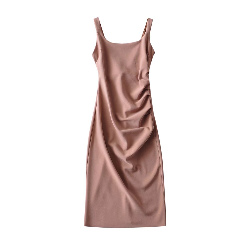U-neck Stretchy Figure-flattering Slip Dress