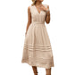 Solid-color Drawstring Sleeveless V-neck Dress With Elastic Waist
