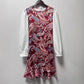 Color-block Lantern-sleeve Waist-cinched Elegant Mermaid Dress