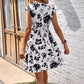 New Printed V-neck Short Sleeve Dress
