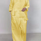 Round Neck Satin Layered Design Blouse Wide Leg Pants Suit