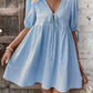Deep V-neck Design Chest Lace-up A- Line Dress