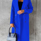 Manteau à manches longues et revers pour femme, veste longue et slim, couleur unie, à double boutonnage, tendance hiver