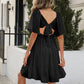 Women's Temperament Square Collar Lace-up Bow A- Line Skirt
