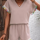 Women's Suit V-neck Short Sleeve Top Shorts