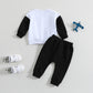 Alphabet Printed Long Sleeved Sweater Solid Color Trousers Two-piece Set