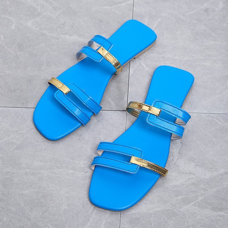 Sandales et pantoufles à semelles plates tendance et assorties pour femmes