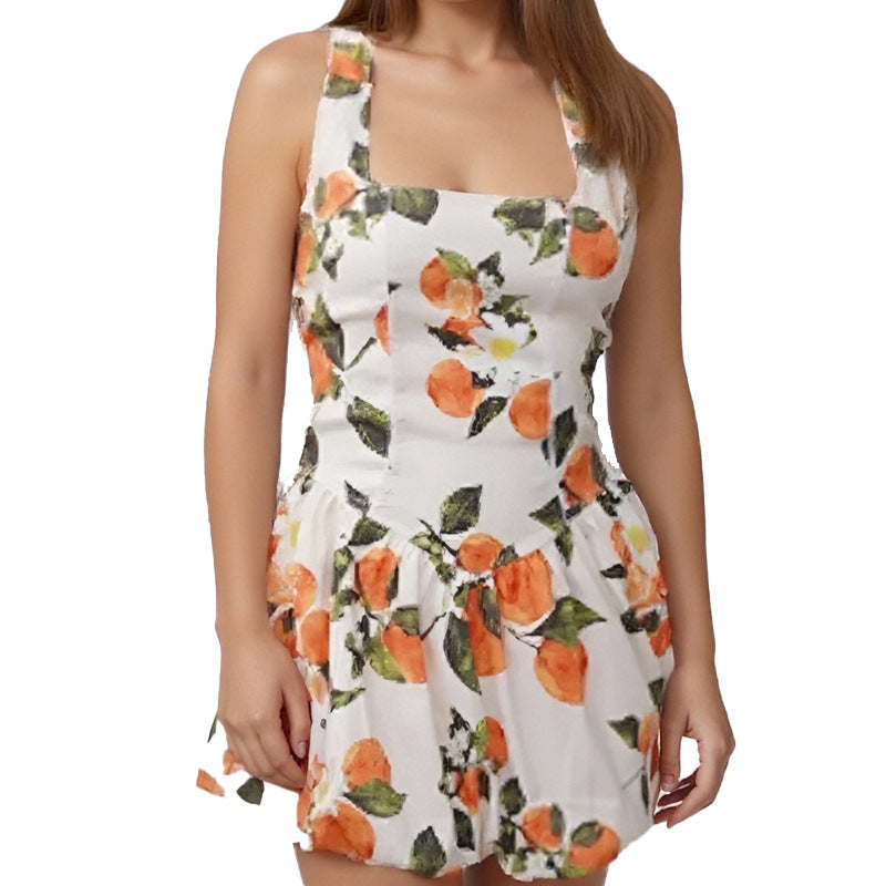 New Stylish Elegant Vintage-style Sexy Figure-hugging Printed Dress