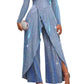 European And American Fashion Sequined Long Skirt Diagonal Mid-waist Temperament Commute Jumpsuit