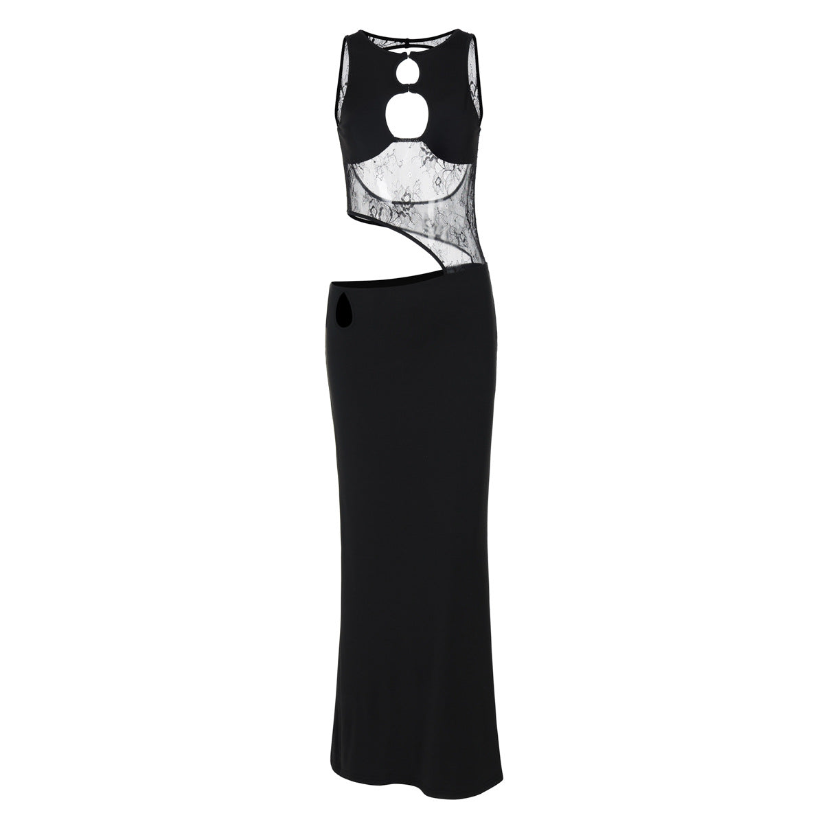 Autumn And Winter New Fashion Hollowed-out Slim Fit Patchwork Dress