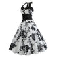 Retro Sleeveless Halterneck Printed Dress Women