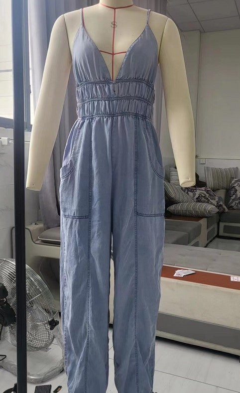 Combinaison ample décontractée et élégante pour femme, taille élastique réglable