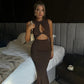 Spring Girl Round Neck Sleeveless Stitched Backless Sheath Dress
