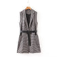 New European And American Women's Clothing Houndstooth Vest Belt Vest