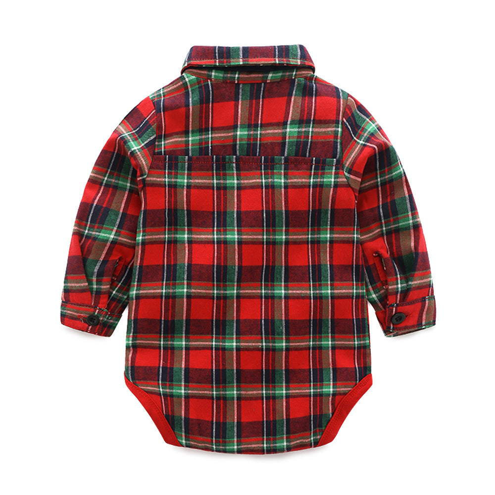 Gentleman European And American Plaid Shirt Bib Suit