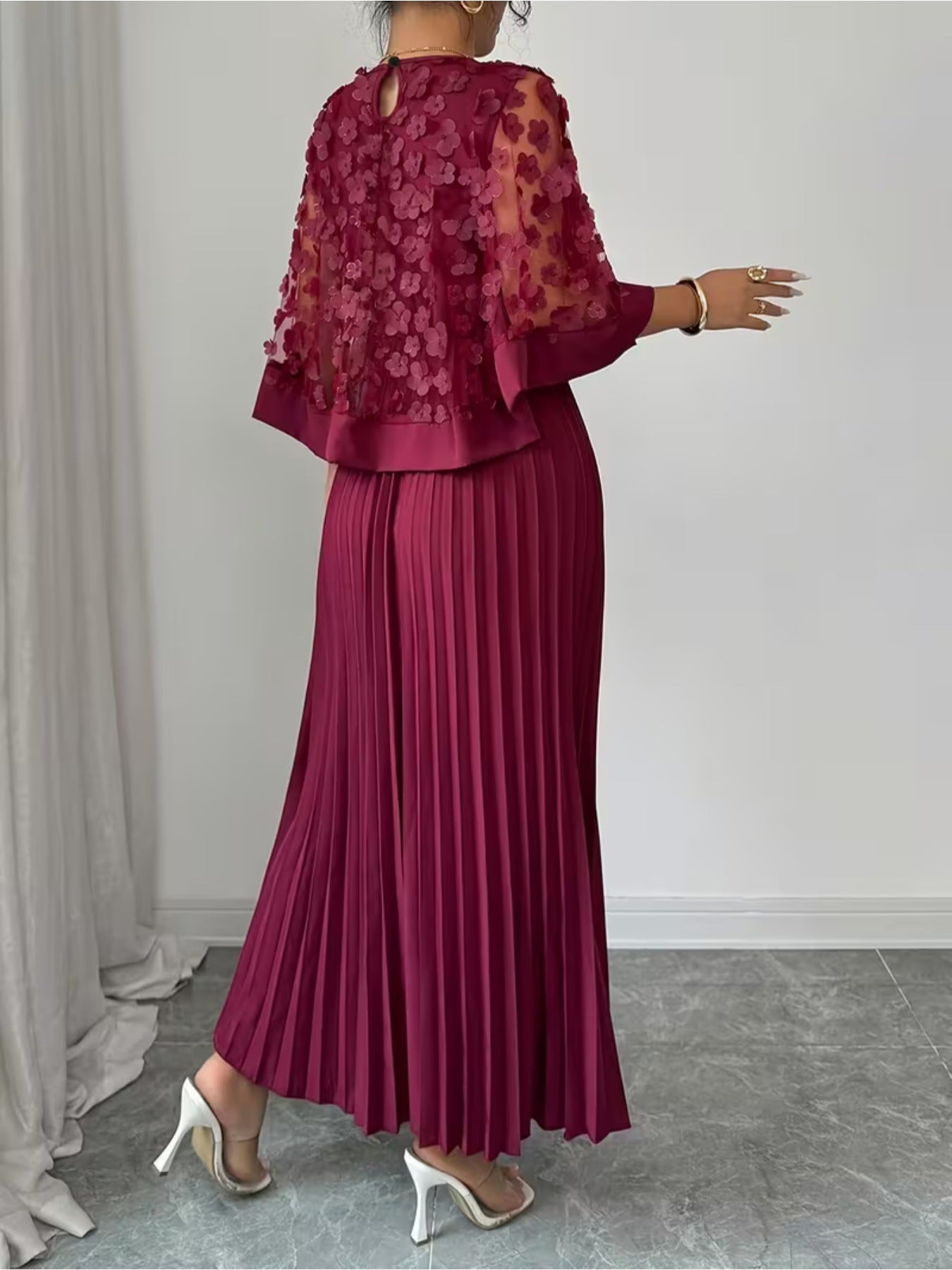 Womens New Elegant & Sophisticated 3D Floral Mesh Patchwork Dress