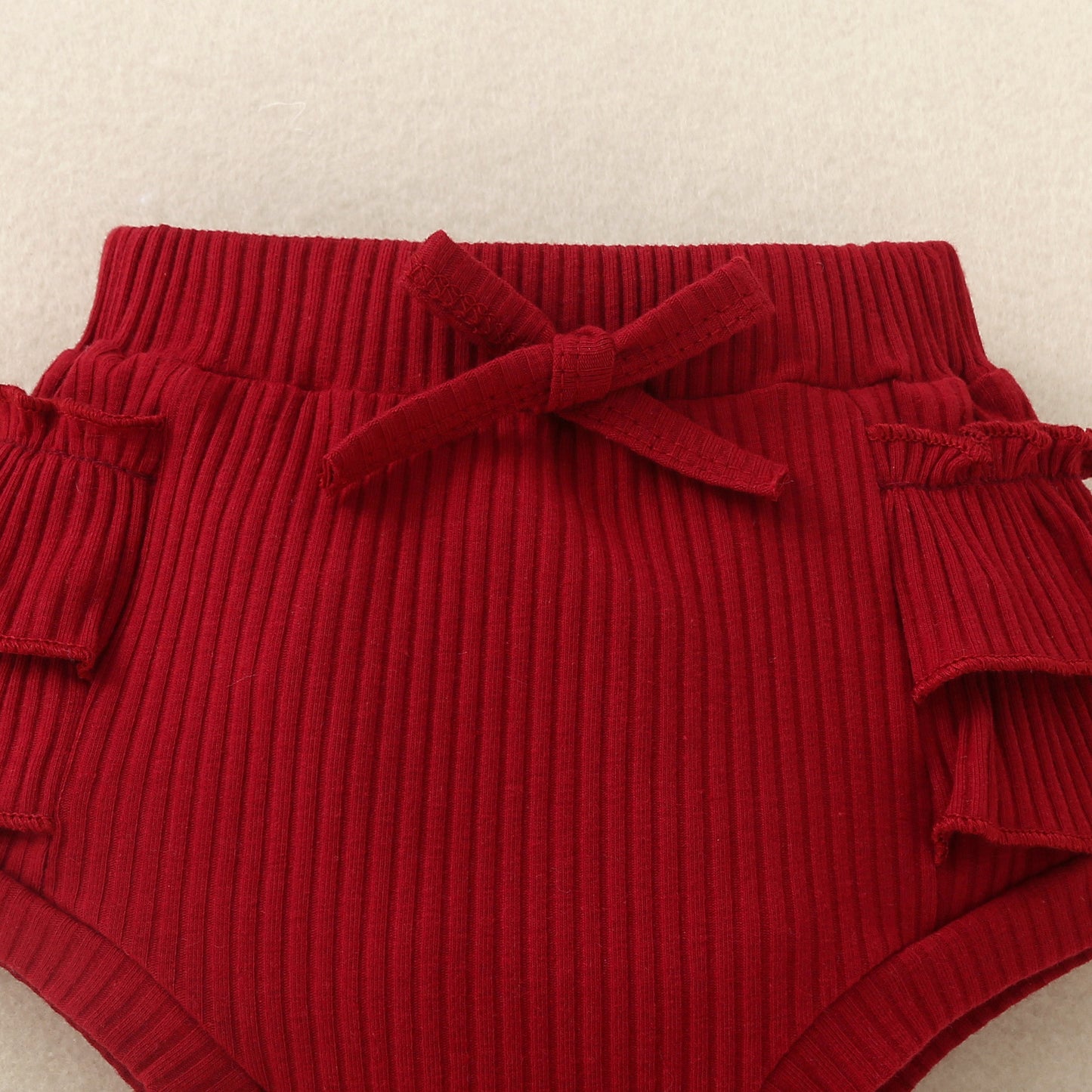 White Flounced Sleeve Shorts Suit