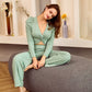 Long sleeve top casual pants two-piece slim fit