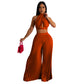 Ensemble deux pièces pour femme avec pantalon large plissé en soie et dos nu