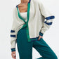 Fashion Contrast Color Cardigan Loose Casual Sweater Women's Striped Simple