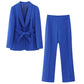 Robe de costume style français pour femme avec ceinture, petite veste, pantalon décontracté