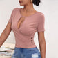New Hollow Button Casual Short-sleeved Top