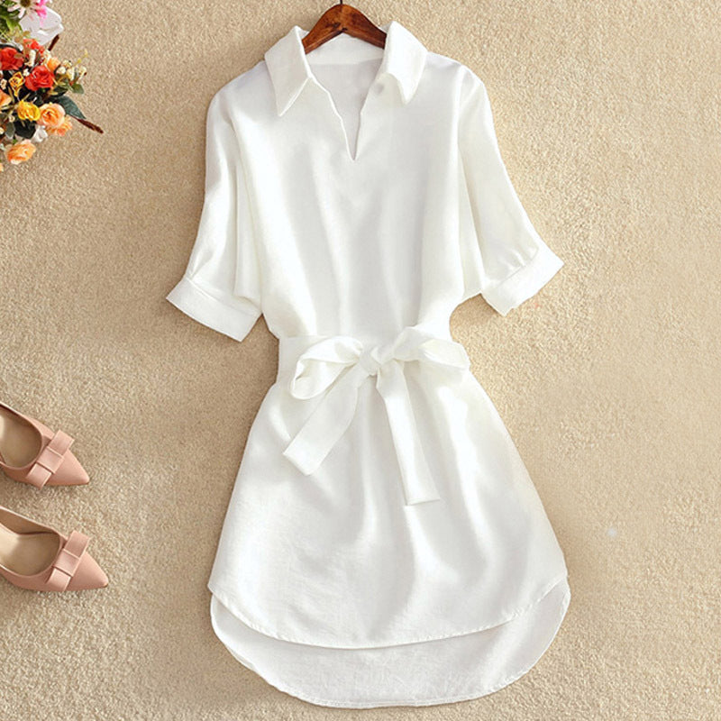 Summer New Loose Waist Chiffon Dress Women Mid-Length