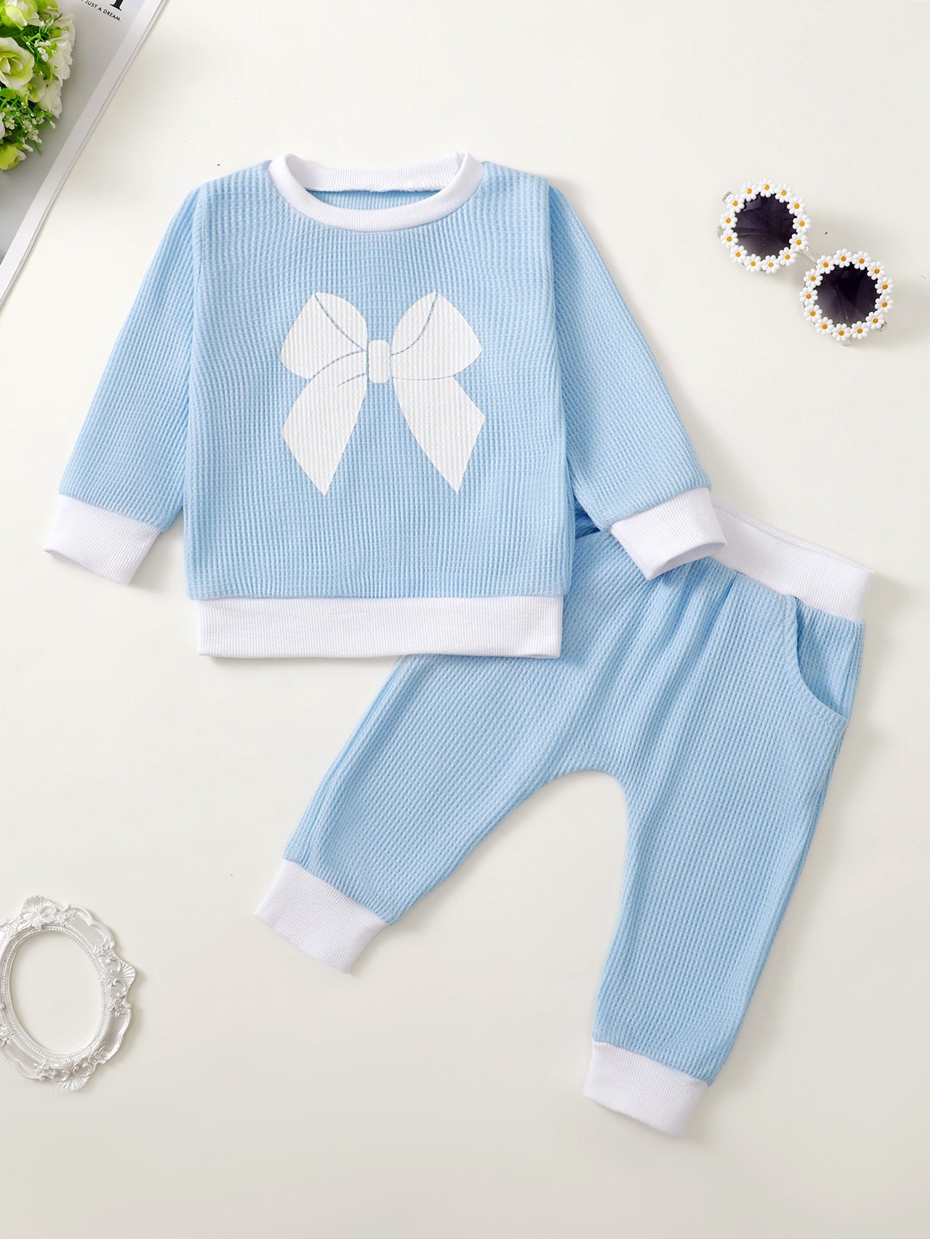 Ensemble pull gaufré imprimé pour fille