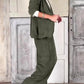 Casual Commuting Corduroy Blazer & Pants Set