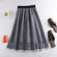 Spring And Summer Elastic High Waist Slimming Lace Crochet Hollow Large Swing A- Line Umbrella Skirt