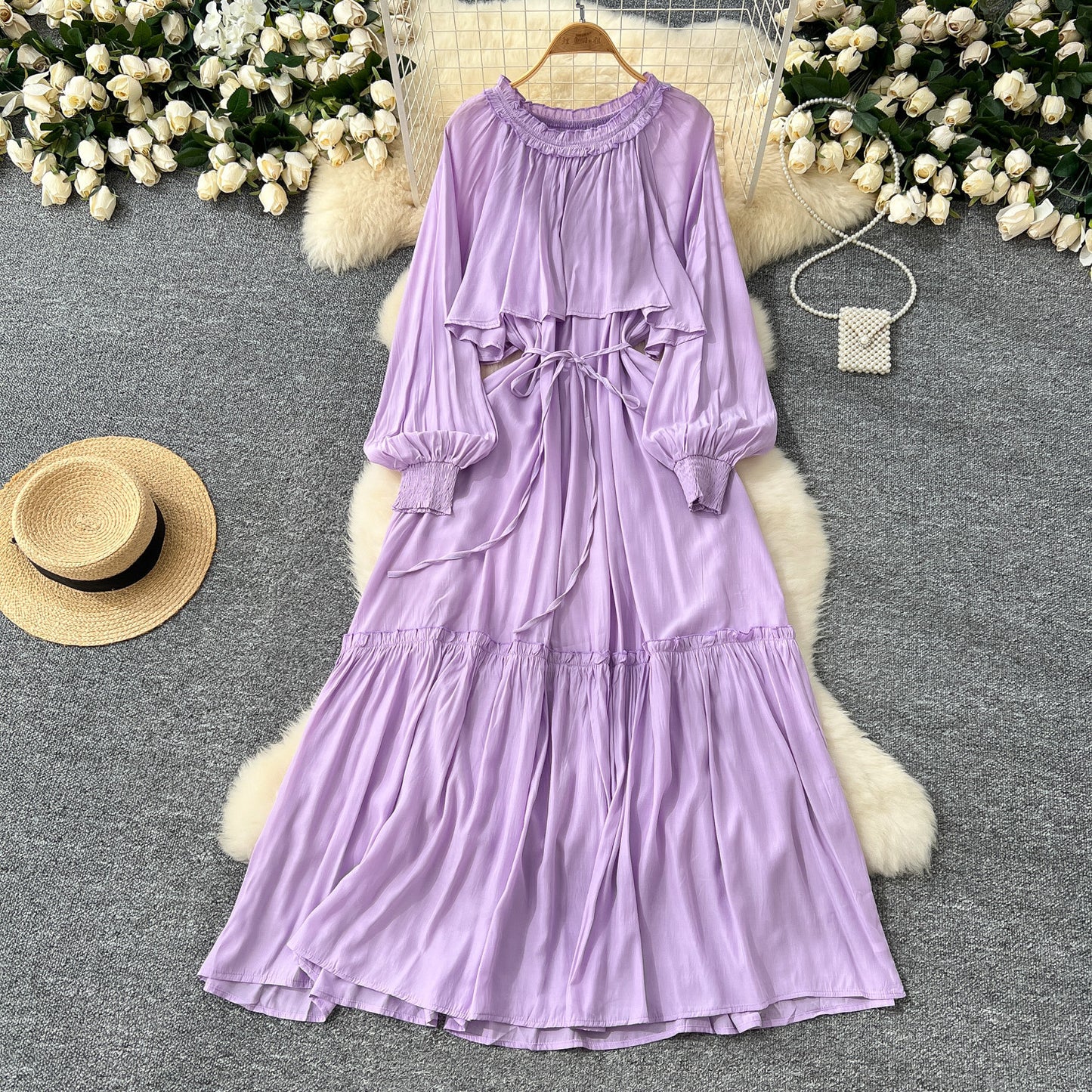 Designer-style Irregular Ruffled Patchwork Dress
