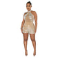 Combinaison moulante en maille strass pour femme