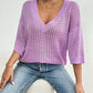 Top Women's Hollow Woven V-neck