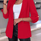 Women's Casual Rolled Sleeves Blazer With Pockets