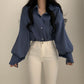 Simple Solid Color Long-sleeved Shirt For Women