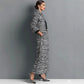 Notched Lapel Slim-fit Women's Long-sleeve Short Top With Wide-leg Pants Set