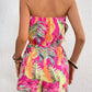Women's Vacation Strapless Colorful Flower Pattern Printed Romper