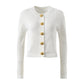 New Round Neck Metal Button Knitted Top Mid-length Dress Set