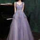 Robe de soirée violette pour hôte de la réunion annuelle