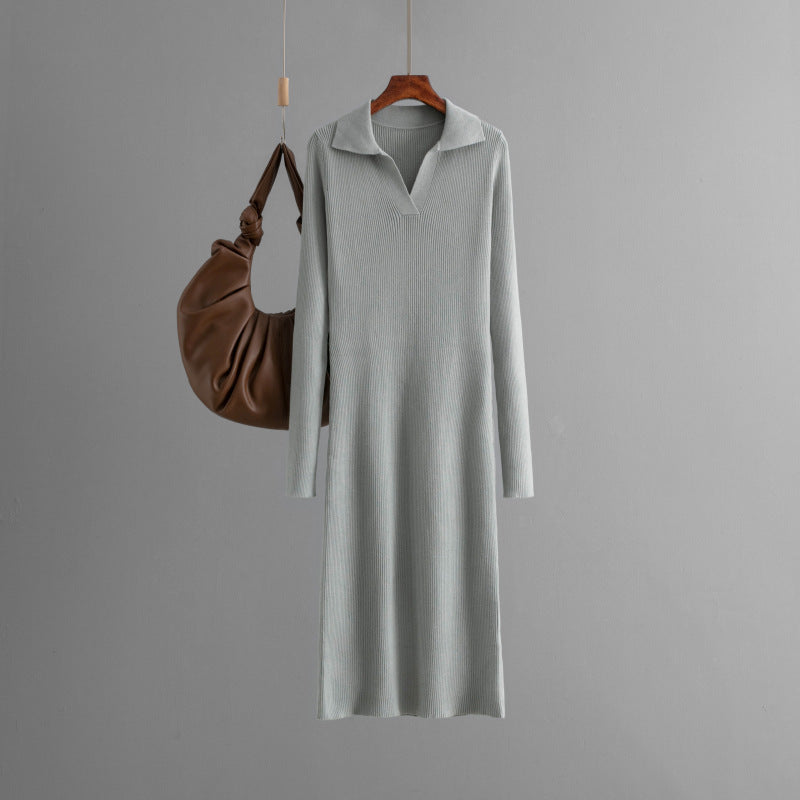 Dress Knitted Solid Color Slim Fit Bottoming Skirt