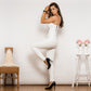 Combinaison en cuir blanc brillant Melody de Shascullfites, combinaison longue blanche pour femme, body gainant une pièce