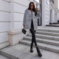 Winter Fashion Striped Print Temperament Loose Woolen Coat Women