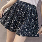Chiffon large size wide leg pants half length loose printed shorts