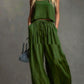 Womens Two-piece Set Loose-fitting Vest And Wide-leg Pants