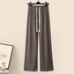 Gentle Puff Sleeve Knit Sweater High Waist Wide Leg Casual Pants Set