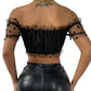 Mesh Polka Dot Slim Fit Cropped Navel