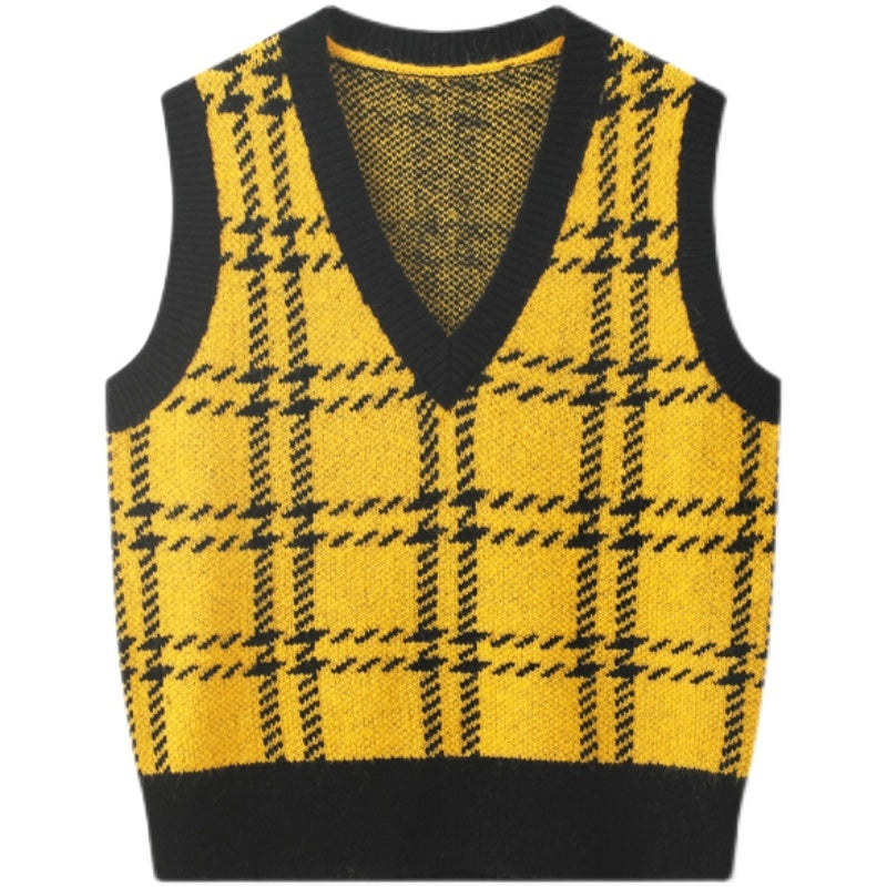 Women's Checkerboard V-Neck Pullover Tank Top